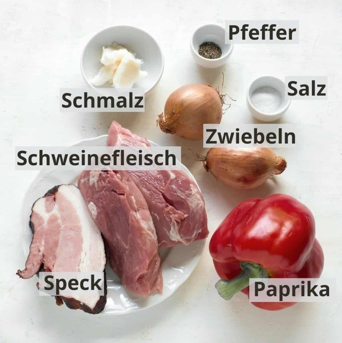 Fleischspiesse Zutaten mit Beschriftung.